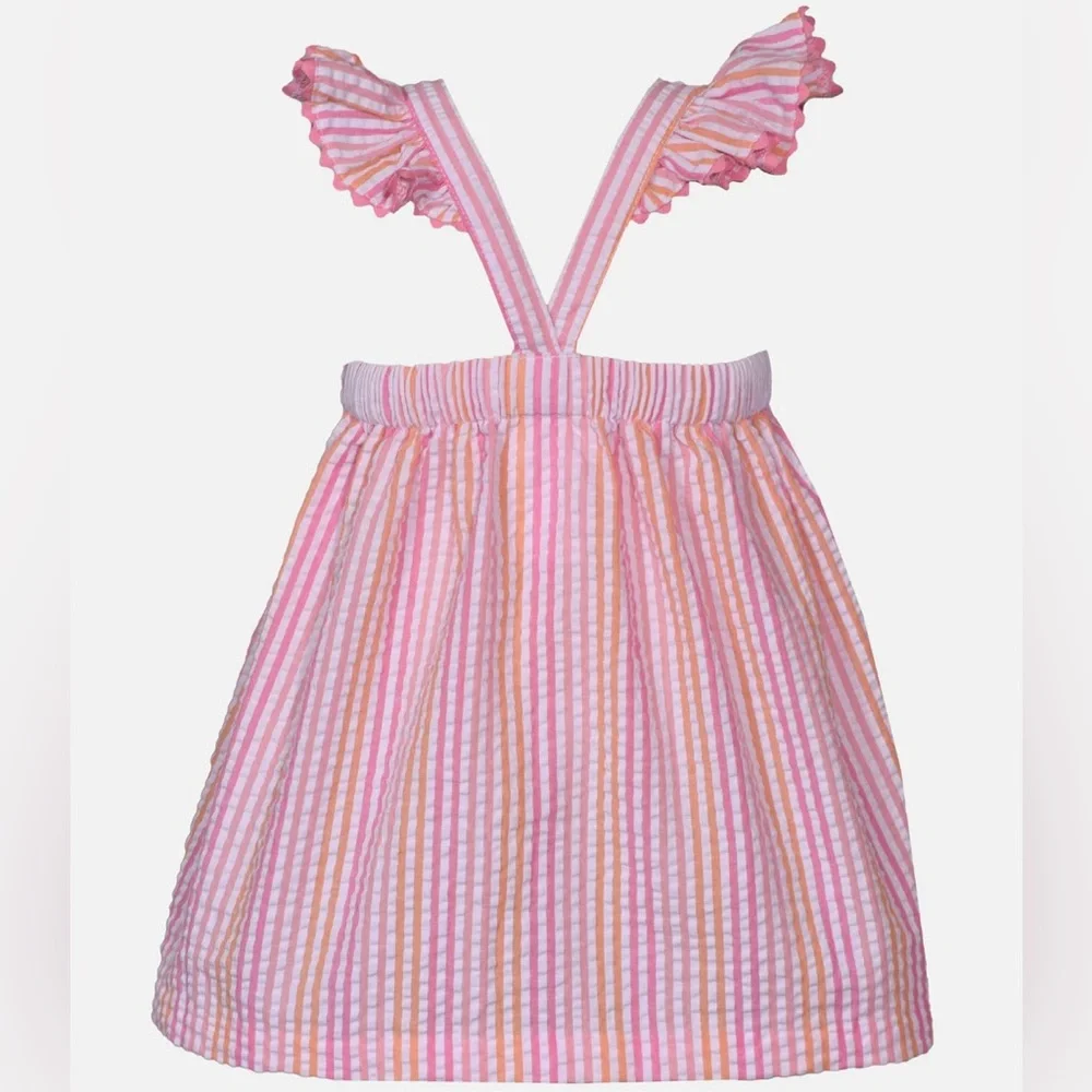 IRIS & IVY Smocked Flamingo Seersucker Dress